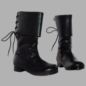 Toddler Pirate Black Lace-Up Boots